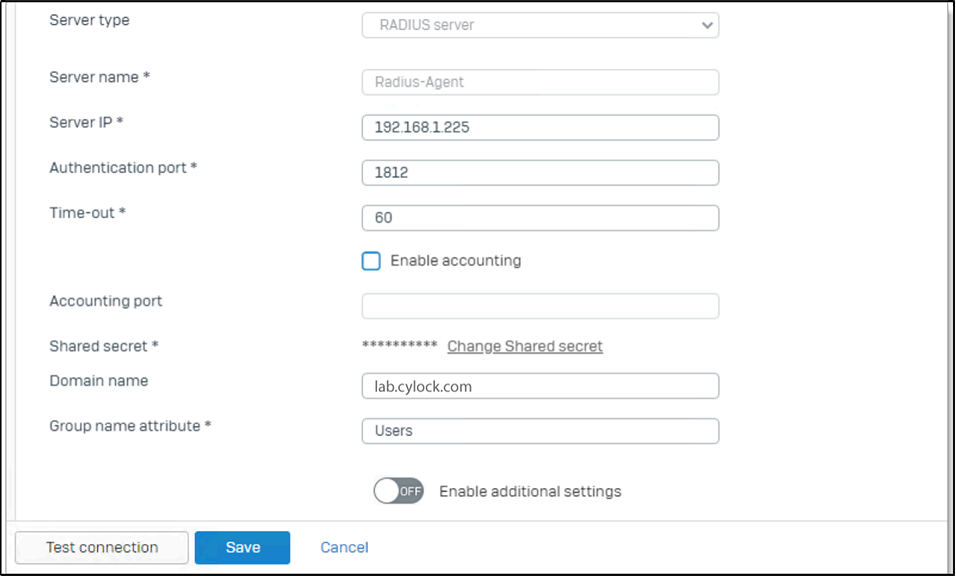 Adding RADIUS Server to the firewall